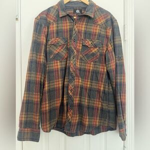 Rock & Republic Multicolor Flannel Plaid Casual Button Down Shirt